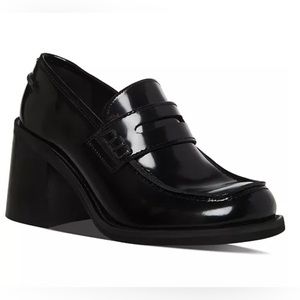 Steve Madden black block heel loafers